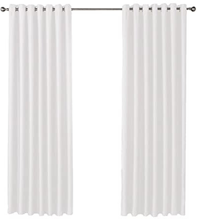 Olivia Rocco Blackout Eyelet Curtains Black Out Thermal Ring Top Curtain Pair Window Treatment Living Room Bedroom, 46 (Width) x 72 (Drop) White