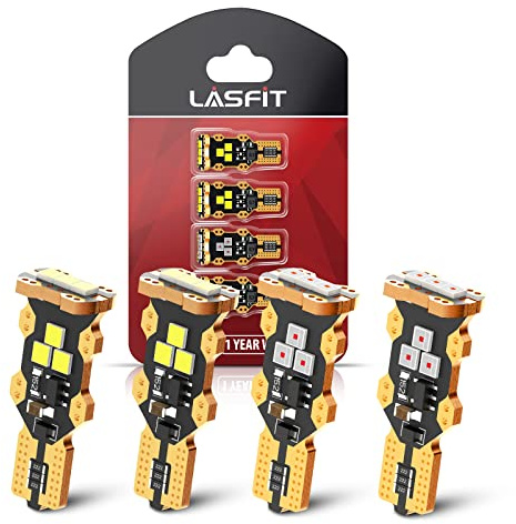 LASFIT 921 912 LED Bulbs Backup Reverse Light Cargo Light High Mount Stop 3rd Brake Light Combo, Canbus White Red Kit for RAM 1500 Silverado F150 Sierra, 6000K, Non-Polarity, 4 Pcs