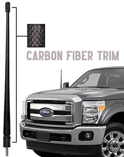 Votex - The Spartan - 13 3/4 Inch Rubber Antenna - USA Stainless Steel Threading - Black Carbon Fiber Trim - Tuned Internal Copper Coil - Part Number A601-FFD-15