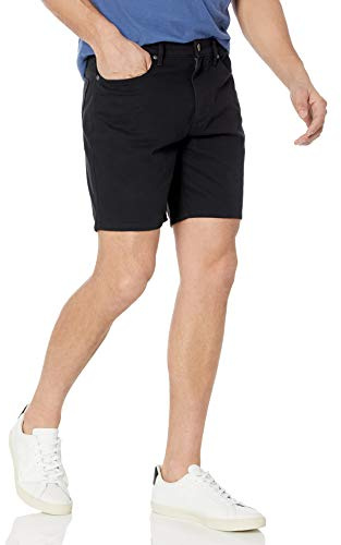 Amazon Essentials Men's Straight-Fit 7 Inseam Stretch 5-Pocket Twill Shorts, Black, 34