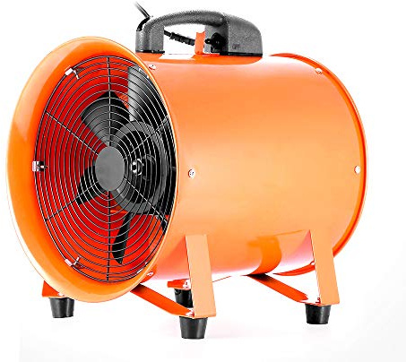 Ventilateur industriel portable - 250 mm - Ventilateur de chantier - Ventilateur axial - Tuyau de 10 m