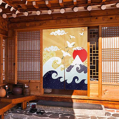 CoolChange japansk dörrgardin | 80x130cm | Inkl. Dragstång | Noren tygdörr | Motiv: Ukiyo-e