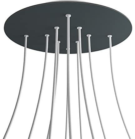 creative cables - Rundes XXL 10-Loch und 4 Seitenlöchern Lampenbaldachin, Rose-One-Abdeckung, 400 mm Durchmesser - Anthrazit, Weiß