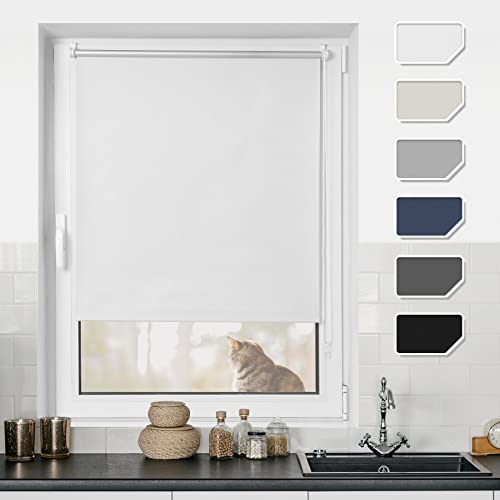 BondFree Verdunkelungsrollo Klemmfix Thermorollo ohne Bohren,75x170cm(BxH) Weiß, Sonnenschutz& Hitzeschutz Rollos für Fenster und tür