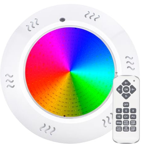 Todoeléctrico Bombilla LED de Superficie para Piscina Impermeable IP68 Sumergible, Color Luz RGBW 35W 12V AC con Mando