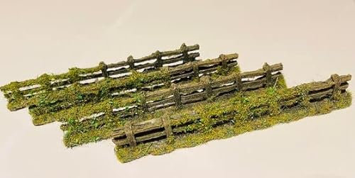 Javis Lot de 4 clôtures de campagne patinées avec feuillage - Calibre OO / Échelle 1:76