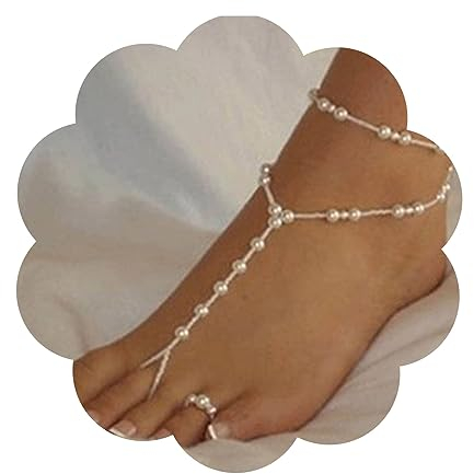 Yheakne Boho Perle Barfuß Sandale Fußkettchen Gold Perle Knöchel Armband Zehenring Fußkettchen Vintage Sommer Fuß Kette Schmuck Für Frauen Und Mädchen (2 Schicht)