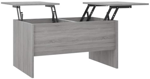 vidaXL Couchtisch Höhenverstellbar Kaffeetisch Wohnzimmertisch Beistelltisch Sofatisch mit Stauraum Grau Sonoma 80x50x42,5cm Holzwerkstoff