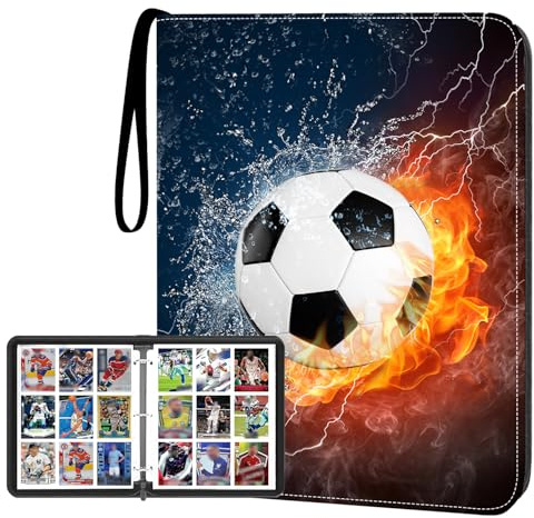 HESPLUS Trading Card Binder with Sleeve, 900 Pockets, Soccer Card Binder, Sports Cards Storage Organizer, Football Baseball Game Trading Cards Collector Album