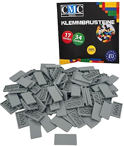 50 x Klemmbausteine Fliesen Tiles Bausteine 2x4 Noppen Kompatibel 34 Farben freie Farbenwahl (411 - Hell Grau)