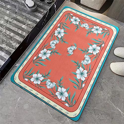 Badezimmerteppich Super Absorbierende Rutschfester Badematte, Badematten Badteppich 70x120cm Badvorleger Extra DüNn Schnelltrocknende Waschbare Badematte Home Rug, Badmatte Bodenmatte Floor Mat Rot