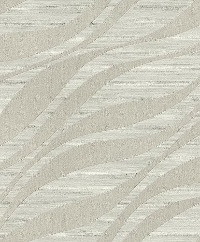 Rasch Tapete 608021 - Vliestapete in Grau mit Wellen und changierendem Effekt aus der Kollektion Sky Lounge