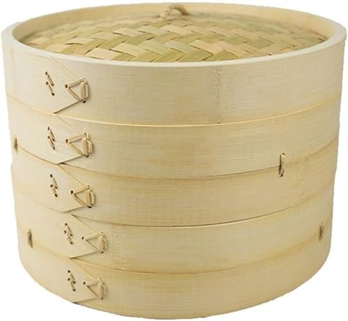 SPUZZO 12-Zoll-Dämpfkorb aus Bambus, stapelbare Dim-Sum-Gemüse-Dämpfer for Dim-Sum-Knödel, Gemüse, Brötchen, Huhn, Fisch und Fleisch