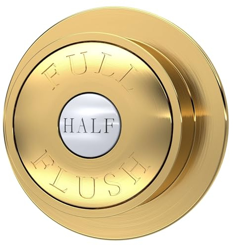 Balterley Dual Toilet Flush Button, Traditional Round Head Dual Push Button Toilet Flush System Replacement for Cistern, Push Buttons Replacement for Cistern Toilets - 85 x 72mm (Brushed Brass)