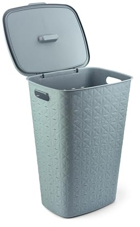 Curver Corbeille à Linge Softex 56L - Design Élégant - Légère, Empilable et Pratique - 70% recyclé - 59 x 43 x 34 cm - Bleu