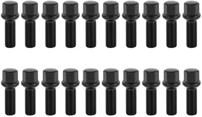 TUCKBOLD M14 x 1,5 mm Radschrauben mit Kugelbund für Volkswagen, 17 mm Sechskant, 35 mm Schaftlänge, robust, verlängerte Schrauben, schwarz, 20 Stück