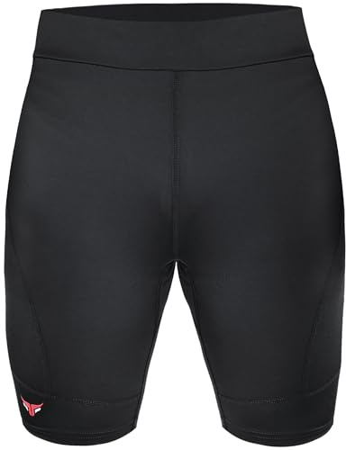 Mytra Fusion Compressione Pantaloncini Uomo MMA Vale Tudo Shorts Arti Marziali Miste Combattimento in Gabbia Grappling Allenamento Pantaloncini Running Uomo (IT, Testo, M, Regular, Corto, Black)