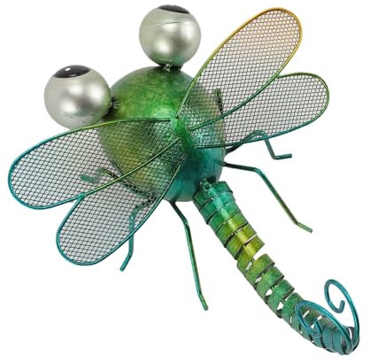 CCYLEZ Dragonfly Wall Decoration, Dragonfly Garden Decoration, Smart Color, Easy to Hang, Metallic Iron for Fence, Patio (Green)