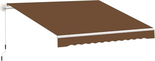 JMORCO Klemmmarkise 13' x 8' einziehbare Markise, mit manueller Kurbel, UV- und wasserbeständigem Stoff und Aluminiumrahmen for Deck, Markise(Coffee)