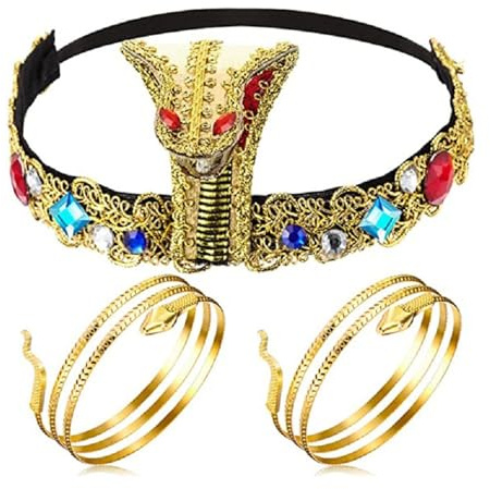 Watreketal Stirnband, goldener Vintage-Kopfschmuck, Kopfschmuck für Mädchen, Halloween, Cosplay, ägyptische Schlange, Haarreif