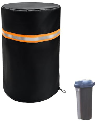 Round Well Pump Cover,Insulated Frost Protection Down to 5°F, Decorative Well Head Cover with Reflective Strips,Hide Your Water Well Pump Head and Improve Curb Appeal,16Dia x 32H (Black)