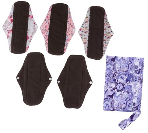 FRCOLOR 5stücke Wiederverwendbare Bambusfaser Stoffbinden Mit Snaps Für Sicheren Halt Saugfähige Waschbare Menstruationspads Mit Trockenem Tragegefühl Inkl Aufbewahrungstasche Für Alltag u