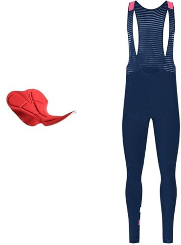 YGLEEULI Lange Radhose Herren Winter-Herren-Rad-Trägerhose, Thermo-Fleece-Hose, Winter-Leggings mit Polster for Warmhalten, Mountainbike-Hose(Dark Blue,S)