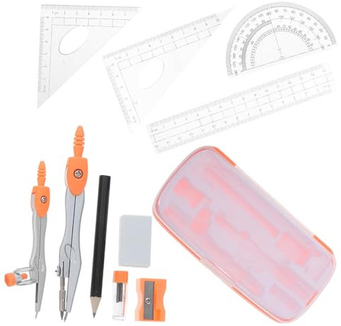 GRIRIW 10stücke Teiliges Zeichentool Aufbewahrungsbox Präziser Zirkel Winkelmesser Und Lineale Für Schule Kunst Und Zuhause Robuste Und Langlebige Geometriewerkzeuge Für Kreative