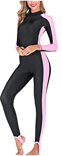 Generisch Maillot de bain à manches longues en néoprène pour femme - Protection solaire - Combinaison méduse - Rouge, Rose, L