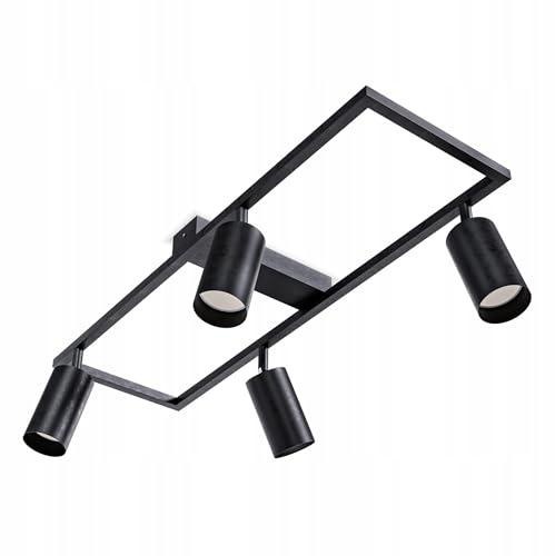 Deckenstrahler LED Schwarz - Deckenstrahler 4 Flammig - LED Deckenleuchte Schwenkbar - GU10 Deckenlampe Spot - Spotlight Lampe Modern - Strahler Deckenspot für Küche, (4 Flammig, Schwarz)