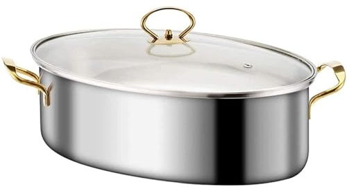 forestalk Cuiseur vapeur en acier inoxydable pour poissons, pocheuse, forme elliptique, marmite pour cuire à la vapeur des poissons, faire bouillir la soupe, spécial pour cuisinière à induction