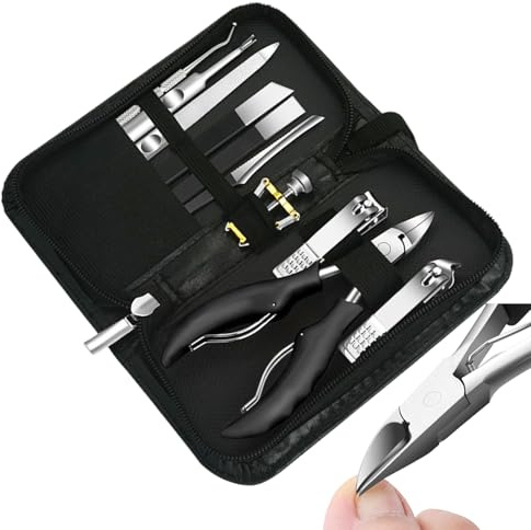 Fingernail Clipper Set, Nail Clipper Set,Kit de manicura de acero inoxidable 10x - Conjunto de corte de uñas con estuche, herramientas de para viajes al aire libre