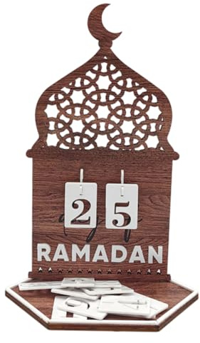 UTHCLO Traditionell Ramadan Heminredning Trä Ramadan Nedräkningskalender Eid Firande Ornament Set