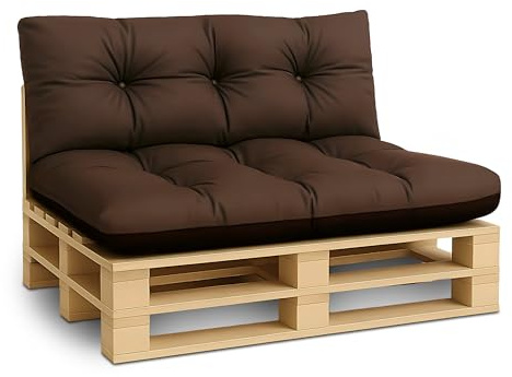 Amazinggirl Cojines para palets Exterior 120x80 cm - Cojín por Palet o Cojin jardín por Banco terraza balcón y Patio Almohada para Asiento en Jardin 120 x 80 Marrones