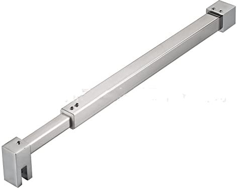 Barre de support de douche carrée réglable en acier inoxydable pour paroi de douche et cabine de douche - Convient pour une épaisseur de verre de 6 à 10 mm et 700 à 1200 mm de longueur