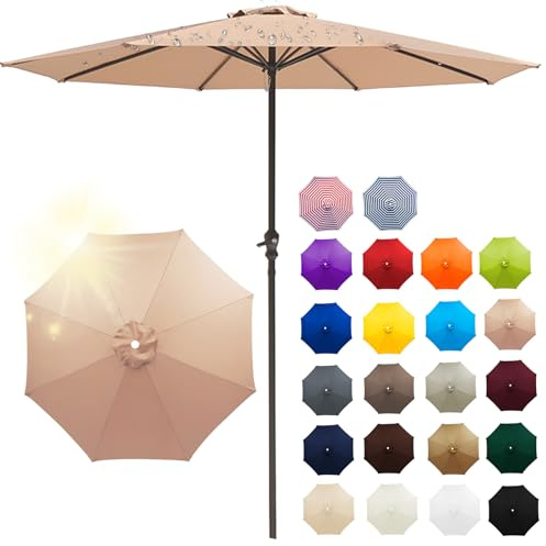 HEATPOWEOK Auvent De Remplacement pour Parasol 4m/3.5m/3.0m/2.8m/2.7m/2.5m/2.3m/2m 6/8 Baleines, Toile De Parasol Déporté, Housse De Rechange pour Parasol D'extérieur, Pour Cour, Jardin, Plage
