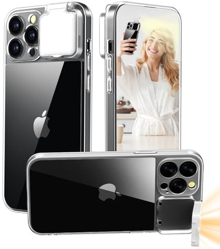 ZFMF Selfie Light for iPhone 13 Pro Max Case with LED Built-in Light-Up Fill Light Rechargeable for TIK Tok/Stream/Makeup/Live/Video (Clear, iPhone 13 Pro Max)