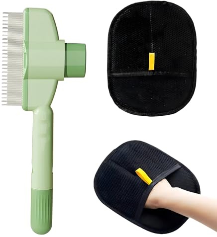 Juego de 2 cepillos para eliminar el pelo de gatos y mascotas, guante para el cuidado eficaz del pelo, cepillo de flash y guante de depilación para perros y gatos, 20 cm de longitud