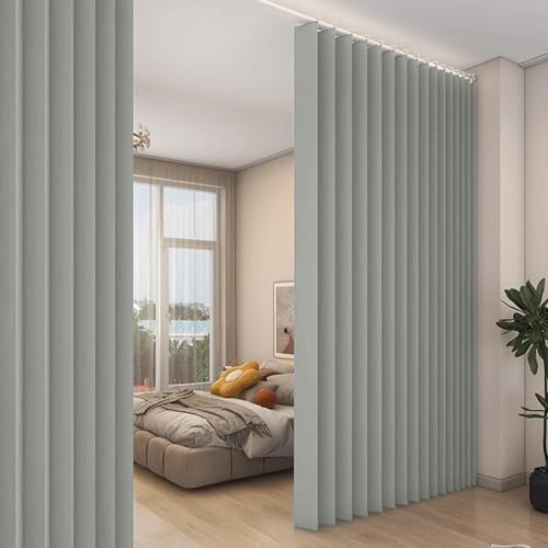 100x96 Extra Large Blackout Room Divider Curtain,Waterproof Indoor/Outdoor Vertical Drapes for Bedroom, Living Room,Cordless Panel Partition with Hooks,Light Gray