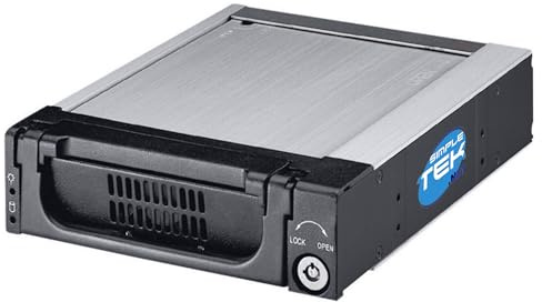 SIMPLETEK - Hot-swap 3.5 HDD/SSD SATA drive tray for 5.25 bay with fan and adapter - Keyless and Wire-free (Refurbished)