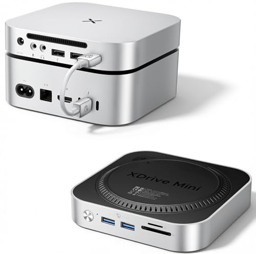 iDsonix Dock Mac mini M4 con alloggiamento SSD M.2 NVMe/SATA, 2 x USB-A 10 Gbps, 2 x USB-A 5 Gbps, slot per schede TF/SD, connettore audio da 3,5 mm, docking station per Mac mini M4/M4 Pro - M4D1