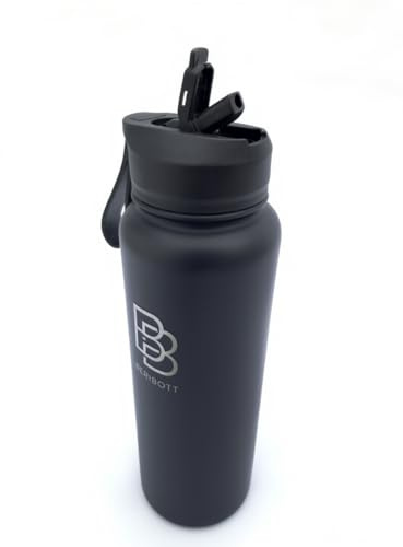 BeriBott Thermoflasche 1,2L Edelstahl Trinkflasche – Doppelwandig Vakuum Isolierflasche 1200ml – Auslaufsicher mit Griff – Hält 24h kalt & 12h heiß – Schwarz