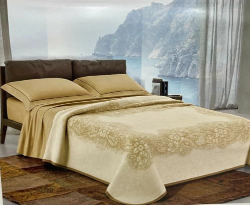 Italia Magazzini Coperta Nuvola in Pura Lana Vergine 100%, Matrimoniale, Multicolore, 240x210 cm, Bordo Vellutato, per Adolescenti, Inverno, Floreale, Tinta Unita