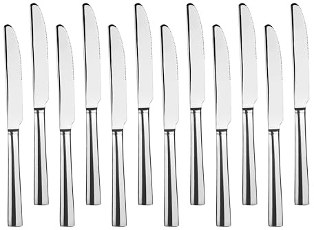 Lacor - JAY - 11091003 - Pack de 12 Cuchillos de Mesa, Colección Titanio | En acero inox 18/10, para un uso práctico y profesional en cocina; ideal para cocina profesional y uso diario en casa