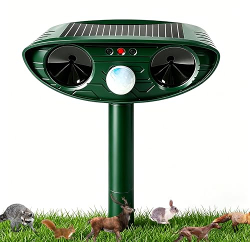 Katzenschreck Ultraschall, Solar Marderschreck Tiervertreiber, Katzenabwehr mit Bewegungsmelder bis zu 10m, Automatisch 13.5KHZ-65.5KHZ Ultraschall Abwehrmittel für Katzen Hunde Mäuse Vögel Marder