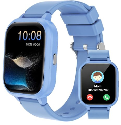 Smartwatch Bambini, Telefono Smartwatch con 100+ Sportive Cardiaca Sonno | Schermo 1,83'', Quadrante Fai-da-te, Contapassi, Notifiche Messaggi, 14 Giochi, 13 Sveglia Orologio Bambino per Android e iOS
