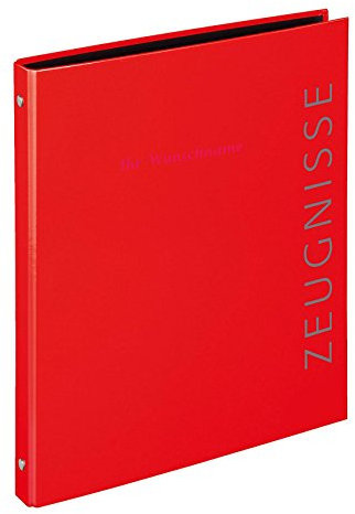 Zeugnismappe mit pinkgefärbter Gravur / Zeugnisringbuch / Farbe: rot