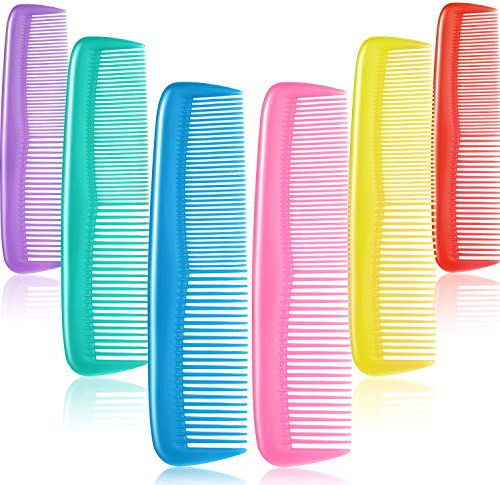 Leinuosen 24 Pcs Hair Combs Bulk, Yellow, Purple, Green, Blue, Red, Pink | Fine Teeth Pocket Travel Combs, Plastic Mini Size, Women Men Grooming, Hotel Charity Homeless Bulk Distribution