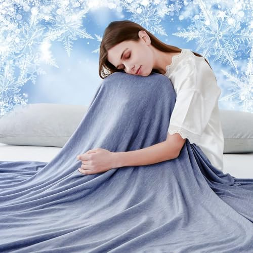 Luxear Kylfilt för sommaren, filt med Arc-Chill-teknik håller dig sval för bäddsoffa, bekväm mjuk tupplur filt tyg andningsbar vuxen baby barn husdjur hundl, 150 x 200 cm, Blå