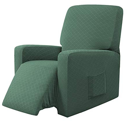 EBETA Sesselbezug Sesselüberwürfe Komplett Sesselschoner, Sesselhussen Elastisch Schonbezug Relaxsesselbezüge Stretch Liegesesselbezug mit Taschen (Olivgrün)